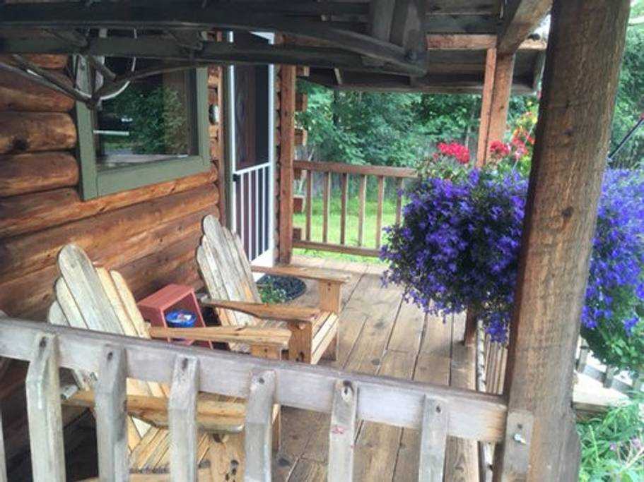 Seward Alaska rental cabins Front Porch